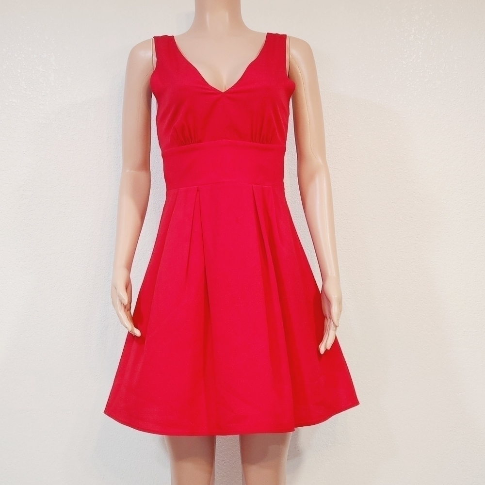 Victoria Secret Red V Neck Dress Attached Ribbons To Tie Size 6